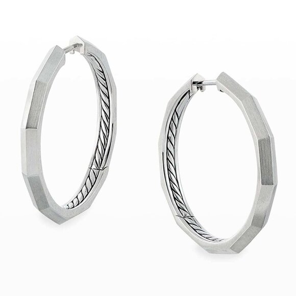 Recently Retired David Yurman Stax Hoop Earrings - 925 Sterling - DY Pouch - Picture 3 of 10